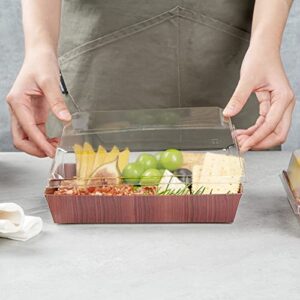 Restaurantware Matsuri Vision 8 x 5 x 1.5 Inch Medium Sushi Trays 100 Greaseproof Sushi Packaging Boxes - Lids Sold Separately Disposable Wood Grain Paper Sushi Containers For Entrees Or Snacks