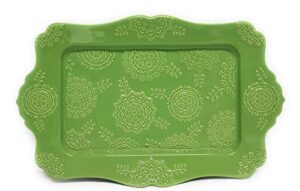 temp-tations 11"x7" cookie sheet, platter, shallow tray or replacement lid-it (mila, moroccan green)