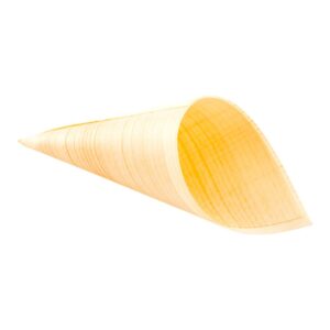 Restaurantware 3-IN Pinewood Serving and Tasting Cone: Perfect for Appetizers and Finger Foods at Home Parties or Catering Events - Food-Safe Wood Food Cone - 2 oz - 200ct Box