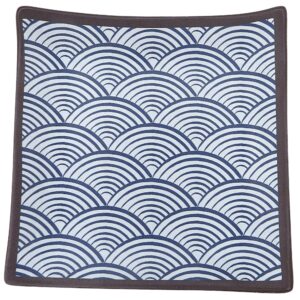 needzo melamine square japanese dinner plate blue seigaiha wave pattern, sushi or h'orderves serving tray for parties, 5.75 inches