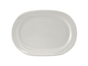 tuxton china yph-117 racetrack platter, 11-3/4" x 8-1/2", oblong, wide rim, embossed, microwave & dishwasher safe, oven proof, fully vitrified, lead-free, tuxcare, healthcare, sonoma, pack of 12