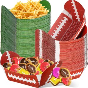 crtiin 200 pieces football paper bowl football snack bowls football party supplies food trays nacho trays disposable serving trays for football tailgate party decorations (football, grass)