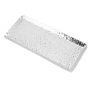 pastry serving tray, widely applicable dishwasher safe hammered multi purpose mirror surface serving platter for home(silver)