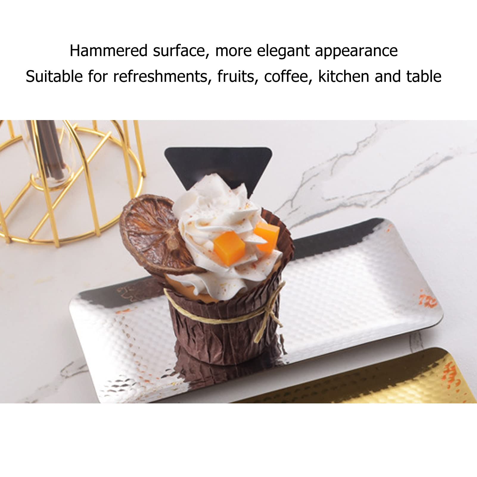 Pastry Serving Tray, Widely Applicable Dishwasher Safe Hammered Multi Purpose Mirror Surface Serving Platter for Home(Silver)