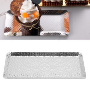 Pastry Serving Tray, Widely Applicable Dishwasher Safe Hammered Multi Purpose Mirror Surface Serving Platter for Home(Silver)