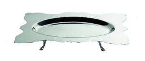 mepra spa stainless steel rectangular tray with oval internal and feet 47cm x 34cm, dolce vita