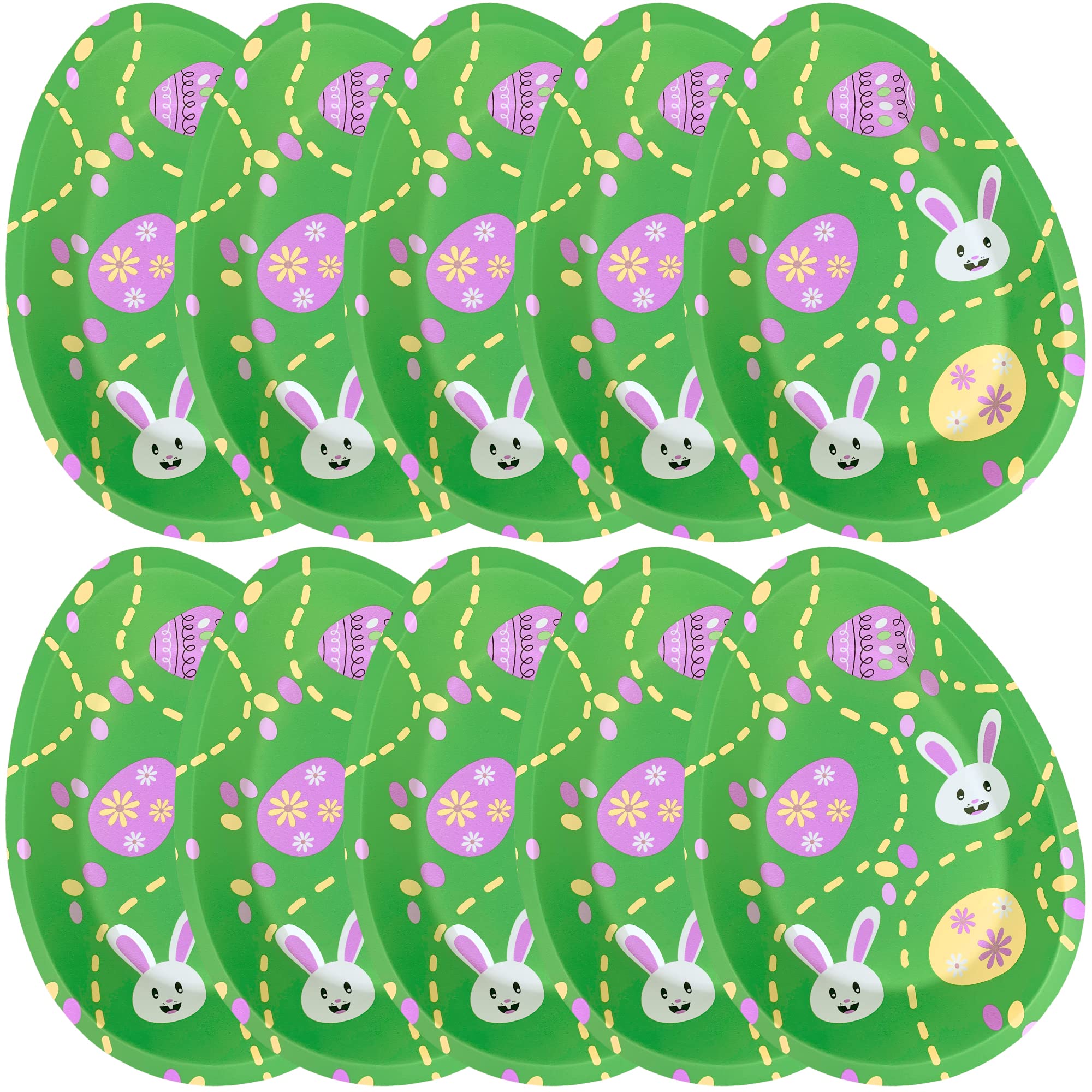 Easter Serving Trays | 10 Pcs Plastic Easter Snack Trays | Easter Bunny Serveware | Easter Egg Party Serving Platter | Easter Party Decorations | Reusable Bunny & Eggs Design Chip Trays | by Anapoliz