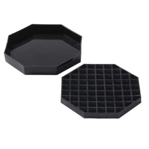 restaurantware bev tek 5 inch x 1 inch octagon drip tray 1 removable grate coffee drip tray - dishwashable octagon shape black plastic coffee countertop drip tray 2 pieces for beverages