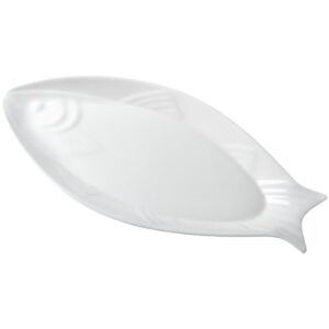 kichvoe large fish bowl ceramic fish platter fish shaped food plate 18 inch dessert appetizer dish snack serving tray fruit storage plate for sushi dinner tableware white table tray