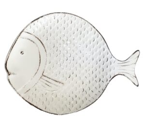 sigrid olsen melamine fish serving platter, 14 inches by 11 inches, white, 14x11
