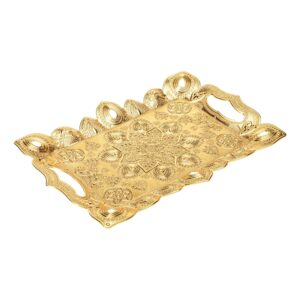 serving tray, vintage serving metal tray for 6 people (premium gold)