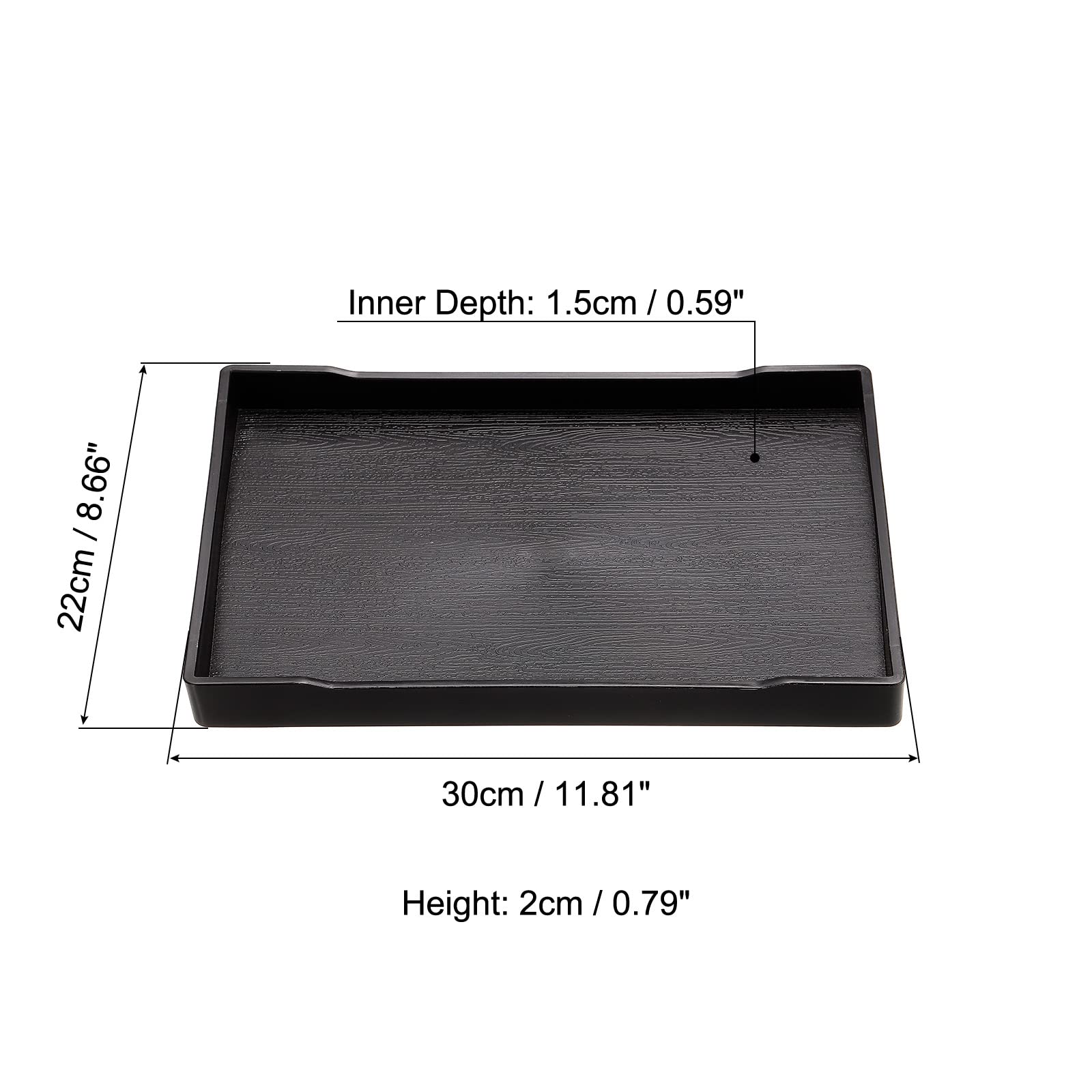 PATIKIL 12x9 Fast Food Tray, Plastic Reusable Recyclable Multi-Purpose Rectangle Serving Tray for Restaurant Home Kitchen, Black