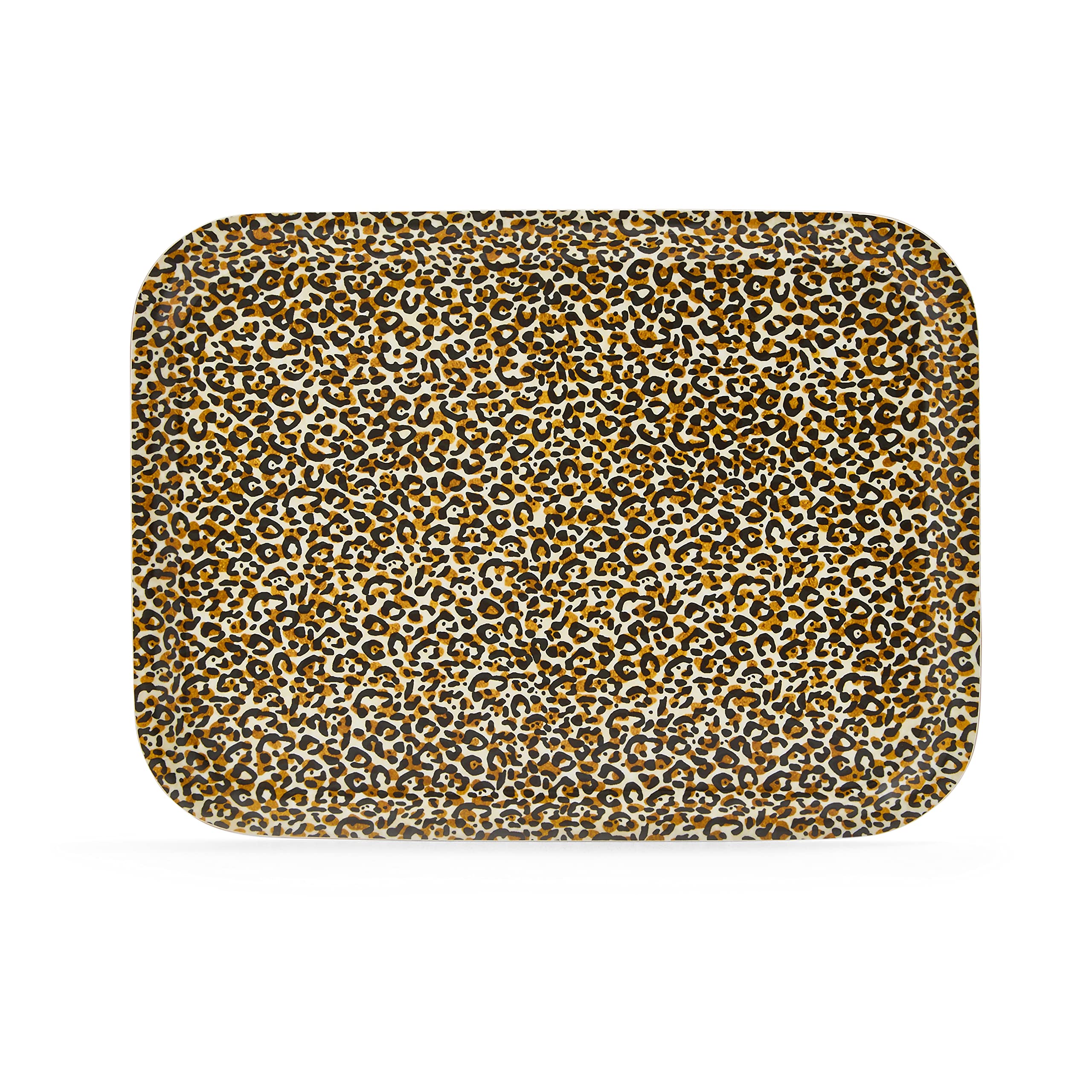 Spode Creatures of Curiosity Leopard Print Birch Tray, 10.6-Inch, Rectangular Serving Platter, Wood Server, Made with Birch Veneer, Dishwasher and Food Safe