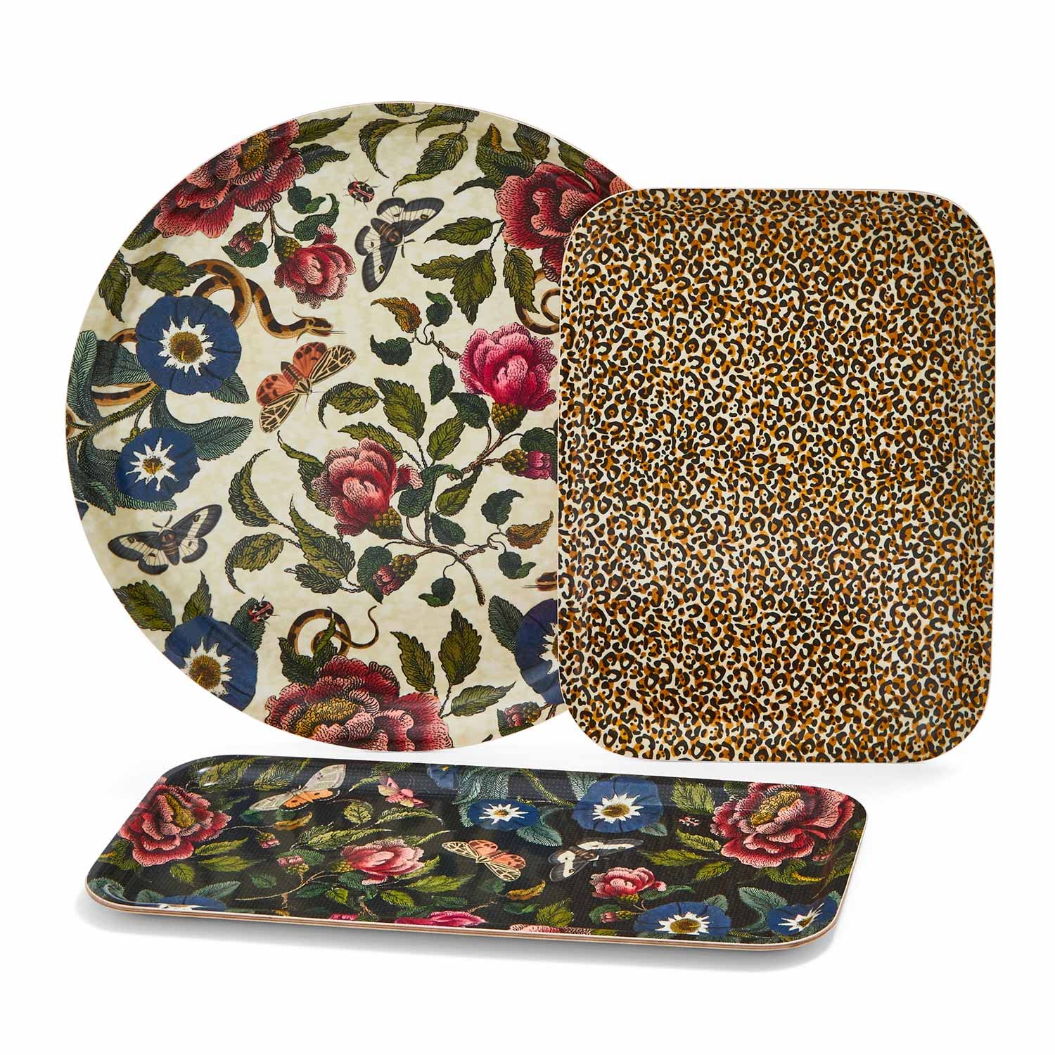 Spode Creatures of Curiosity Leopard Print Birch Tray, 10.6-Inch, Rectangular Serving Platter, Wood Server, Made with Birch Veneer, Dishwasher and Food Safe