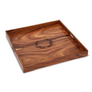 Walnut Brown Serving Tray - 24x24 inches, Extra Large Ottoman Tray, Solid Wood Non-Warping, Coffee Table Tray, Breakfast in Bed, Couch Tray, Coffee Tray