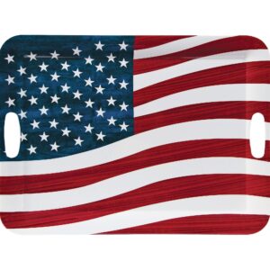 blue, red & white patriotic large plastic serving tray - 19.75" x 14.5" (1 count) - perfect for american celebrations & events