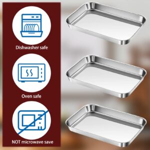 6 Pcs Breading Trays Stainless Steel Breading Pans Interlocking Grilling Prep Trays for Marinating Meat Chicken Coating Fish Preparing Breadcrumb Dishes Oven Safe