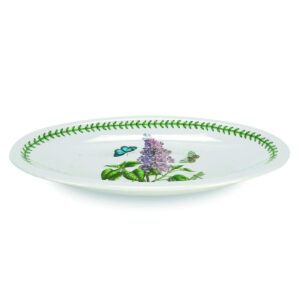portmeirion botanic garden medium low oval server | 13 inch oval serving platter with lilac motif | made from porcelain | dishwasher and microwave safe