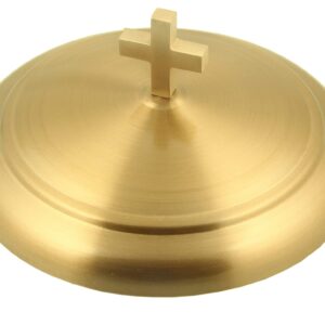 Communion Ware 3 Holy Wine Serving Trays with A Lid & 2 Stacking Bread Plates with A Lid - Stainless Steel (Brass/Gold Shiny)