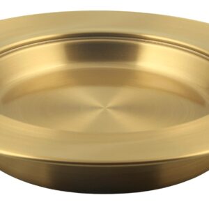 Communion Ware 3 Holy Wine Serving Trays with A Lid & 2 Stacking Bread Plates with A Lid - Stainless Steel (Brass/Gold Shiny)