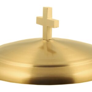 Communion Ware 3 Holy Wine Serving Trays with A Lid & 2 Stacking Bread Plates with A Lid - Stainless Steel (Brass/Gold Shiny)