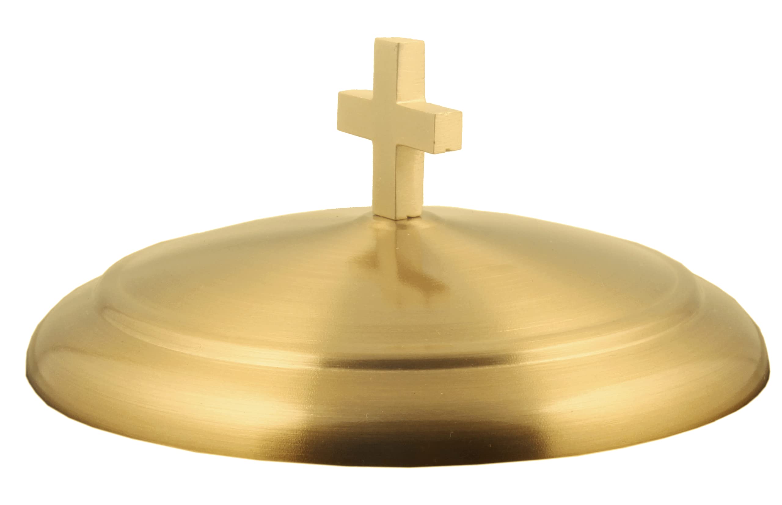 Communion Ware 3 Holy Wine Serving Trays with A Lid & 2 Stacking Bread Plates with A Lid - Stainless Steel (Brass/Gold Shiny)