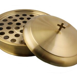 Communion Ware 3 Holy Wine Serving Trays with A Lid & 2 Stacking Bread Plates with A Lid - Stainless Steel (Brass/Gold Shiny)