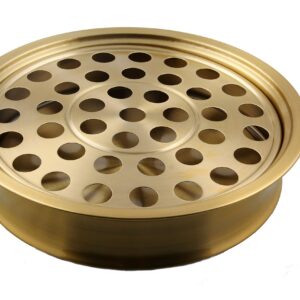 Communion Ware 3 Holy Wine Serving Trays with A Lid & 2 Stacking Bread Plates with A Lid - Stainless Steel (Brass/Gold Shiny)