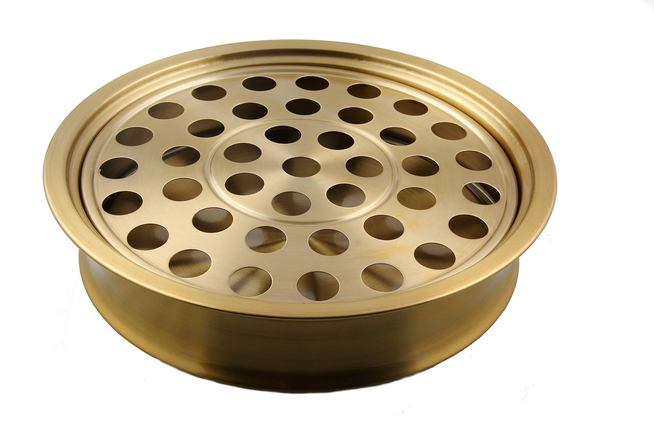 Communion Ware 3 Holy Wine Serving Trays with A Lid & 2 Stacking Bread Plates with A Lid - Stainless Steel (Brass/Gold Shiny)