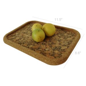 FixtureDisplays® 11.5"W x 0.7"H x 8.6"D Marble Cork Tray, Rectangular Serving Tray 21332-NPF