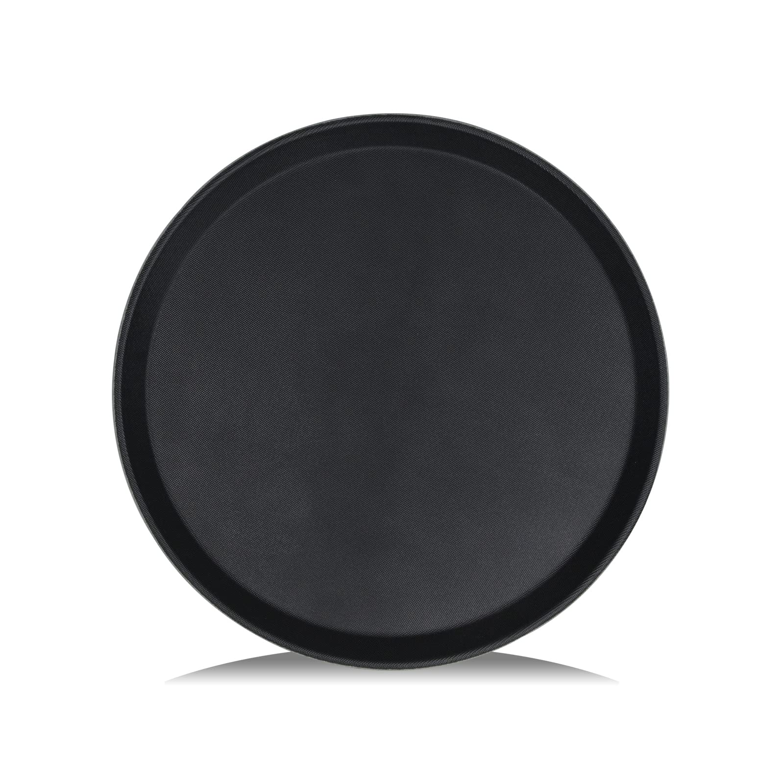 Hakka Round Restaurant Serving Trays,Waitress Tray with Non-Slip Surface 16-Inch 6 Pack Black