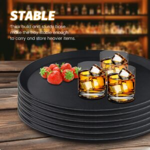 Hakka Round Restaurant Serving Trays,Waitress Tray with Non-Slip Surface 16-Inch 6 Pack Black