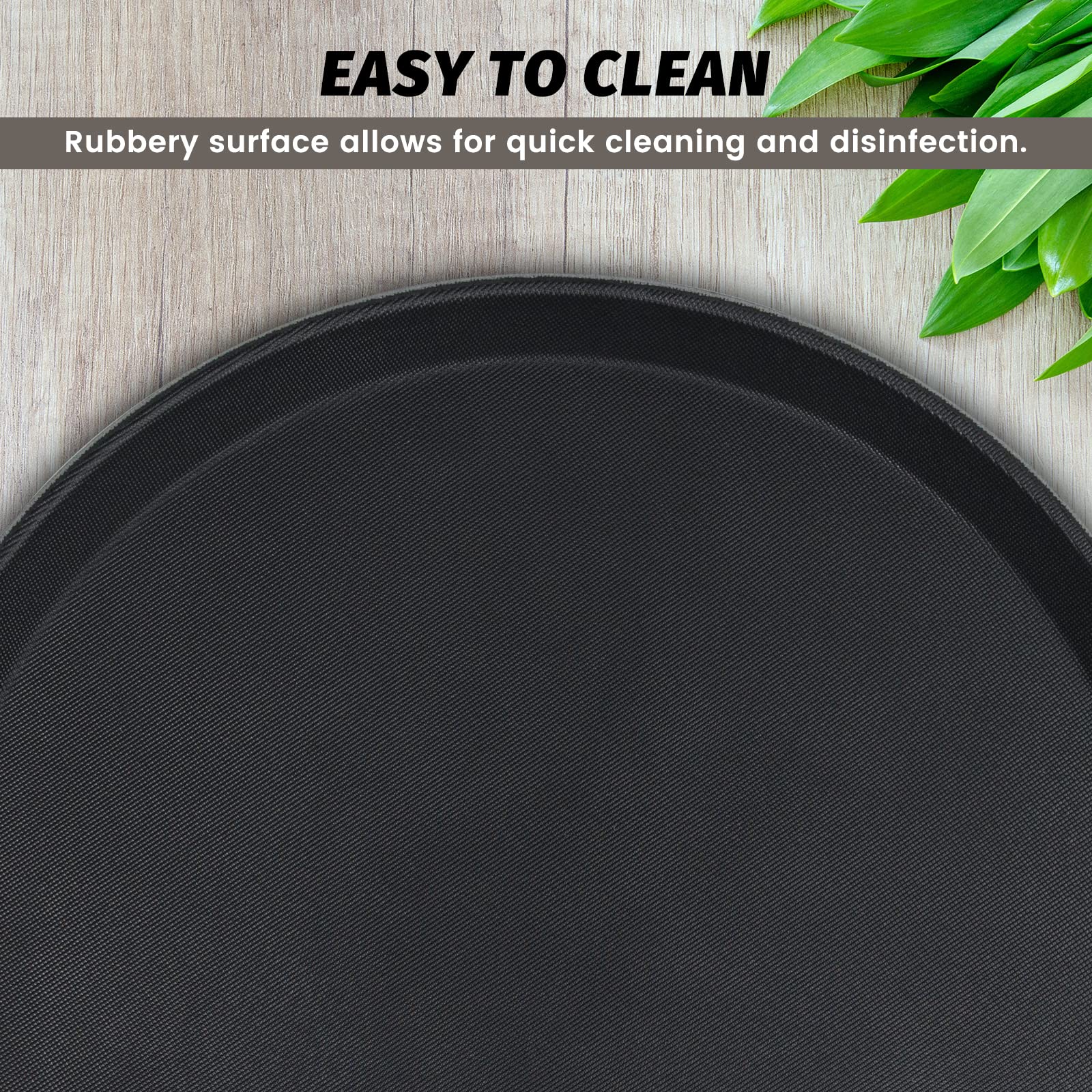 Hakka Round Restaurant Serving Trays,Waitress Tray with Non-Slip Surface 16-Inch 6 Pack Black