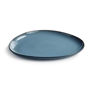 keltum smokey blue glazed stoneware serving plate, 15"