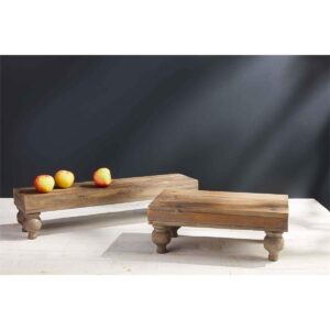 Mud Pie Wood Footed Serving Stand, 12 1/2" x 20 1/4" Brown