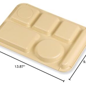 Carlisle FoodService Products P61425 Polypropylene Left-Hand 6-Compartment Divided Tray, 14" X 10", Tan (Case of 24)