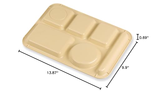 Carlisle FoodService Products P61425 Polypropylene Left-Hand 6-Compartment Divided Tray, 14" X 10", Tan (Case of 24)