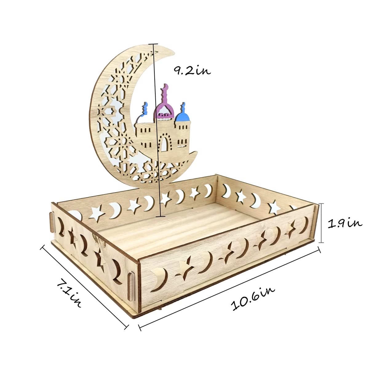 KYMY Eid Mubarak Dessert Tray,Moon Star Plate Tray for Islamic Muslim Festival Party,Dessert Food Fruit Storage Tableware for Ramadan and EID Mubarak