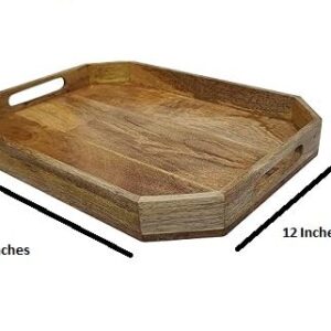 Wooden Serving Tray with Handles | Wood Bathroom Organizer Tray | Decorative | Food Safe | Water Resistant | Natural Solid Wood | Bathroom Organiser Tray