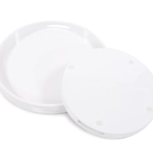 Howard Elliott 83027 Lacquer Round Wood Tray Set, White