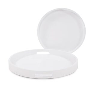 Howard Elliott 83027 Lacquer Round Wood Tray Set, White