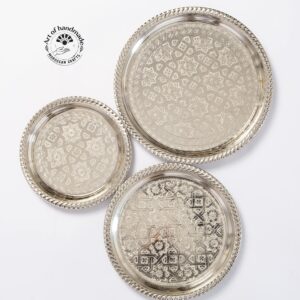 art of handmade moroccan tea tray serving cocktail silver handmade fez small or large round (91113 inches) (9 inches)