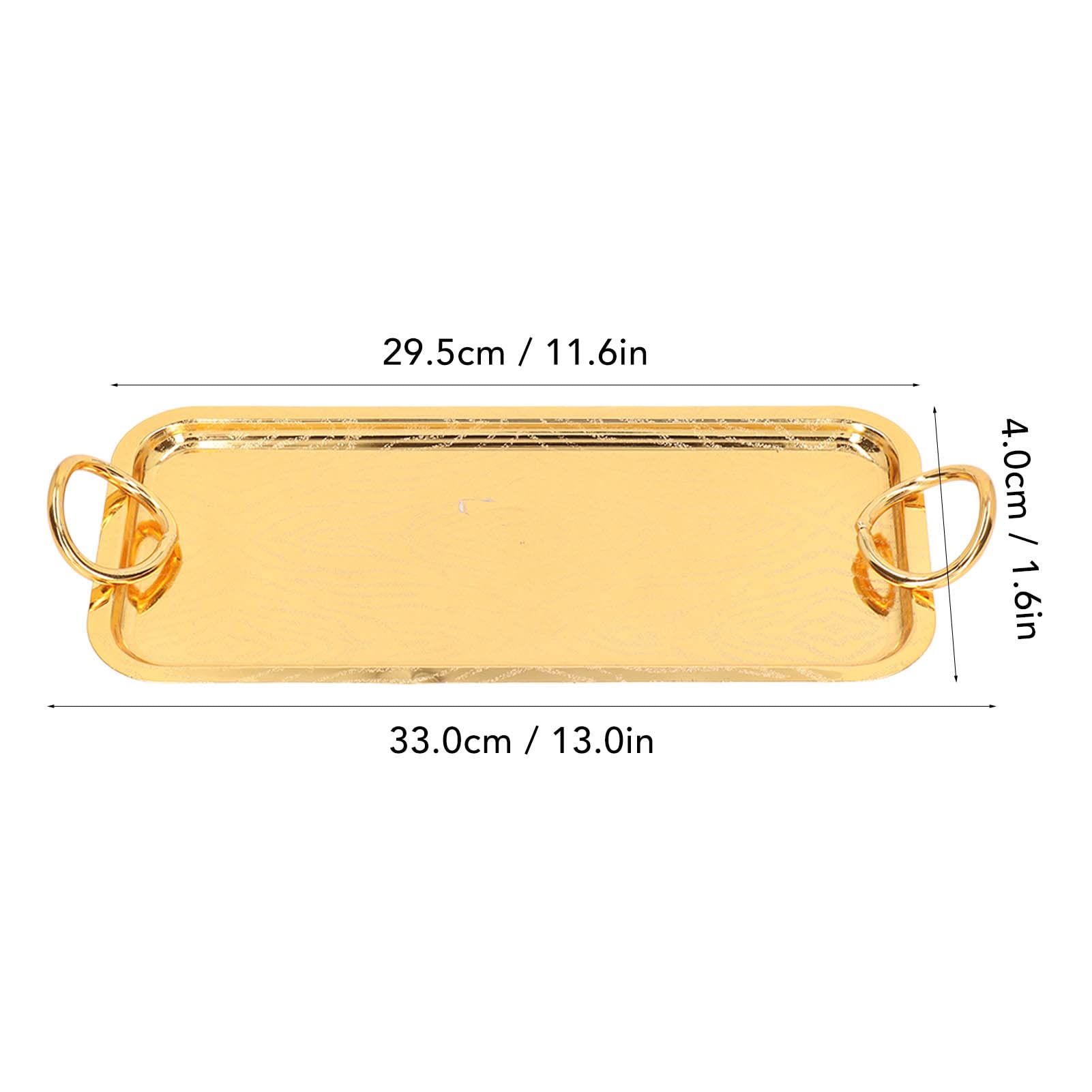 Rectangular Tea Cup Tray Gold Storage Fruit Tray Stainless Steel Serving Tray with Round Handle Food with Round for Wedding Party Birthday Picnic