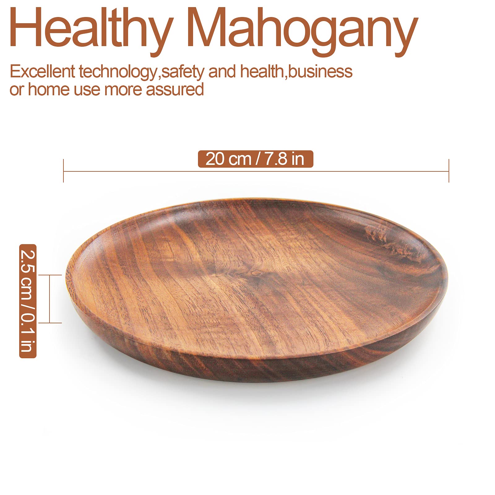 Natural Round Wooden Plates Black Walnut Wood Tray Cake Snack Plate Dessert Serving Tray Dishes Wood Utensils Tableware Gifts (7.9in(2pcs))