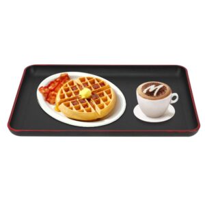 ANKROYU Table Plates Japanese Style Rectangular Plastic Tray Black Food Tray Eating Table for Bed Plastic Food Tray Bar Tray Household Tray Food Serving Tray for Restaurant Home Hotel(30x20cm)