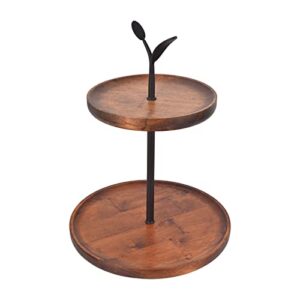 mightree cupcake stands 2 tier, rustic wood tiered tray, tiered dessert serving tray, farmhouse decorative tiered tray with metal handle, tiered tray decor for kitchen, party, brown