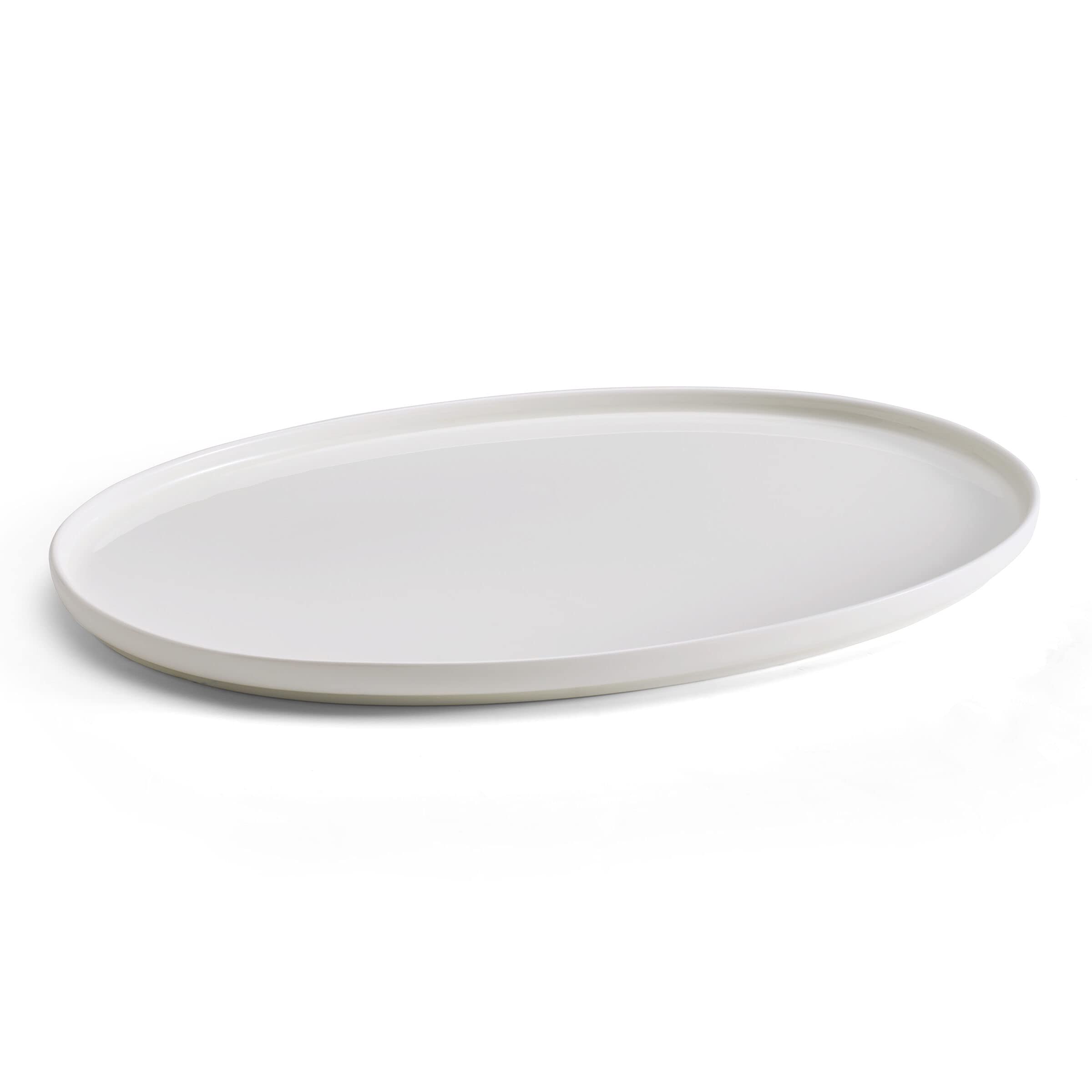 Mikasa Samantha Oval Bone China Lightweight Chip Resisant Serving Tray, 14 Inch, White