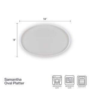 Mikasa Samantha Oval Bone China Lightweight Chip Resisant Serving Tray, 14 Inch, White