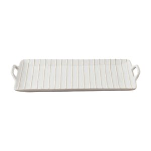 mud pie stoneware platter, white, 11 1/2" x 19"