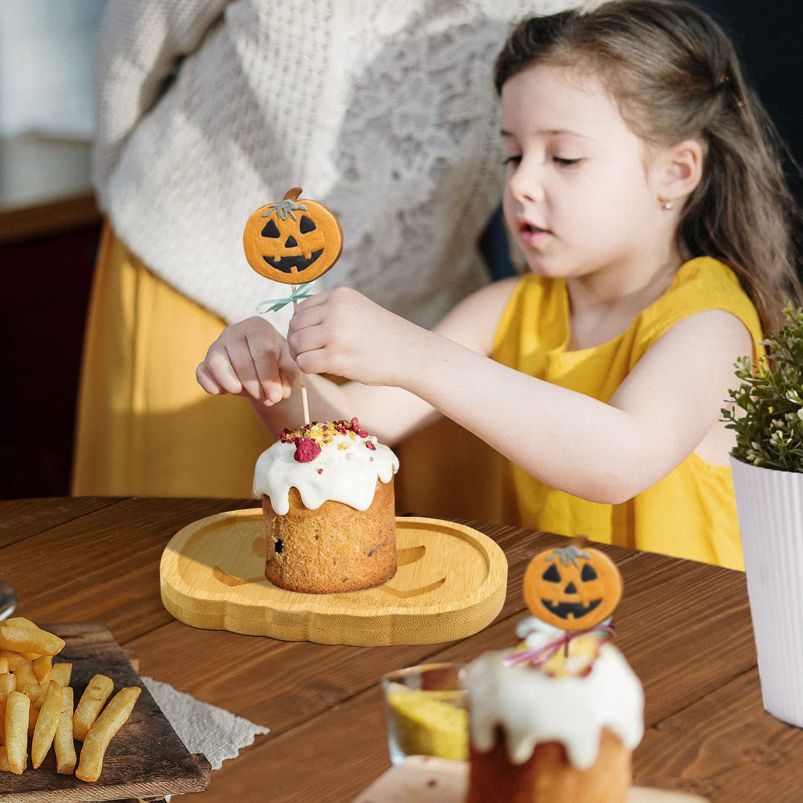 Halloween Pumpkin Wooden Charcuterie Boards, Bamboo Cheese Board Charcuterie Platter and Serving Tray Plate for Party, Meat and Cheese Tray for Party Decoration